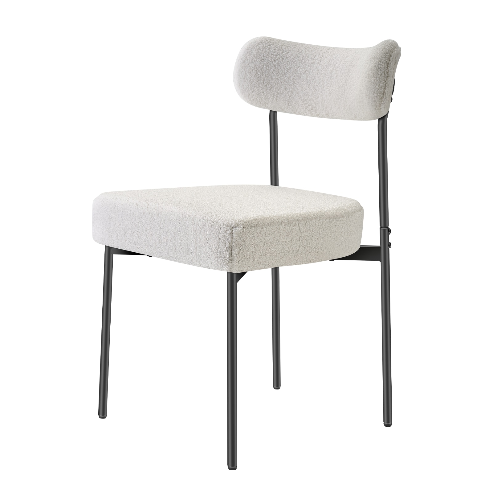 Set Of 4 Modern Bouclé Dining Chairs With Metal Legs And Curved Back_voghion.com